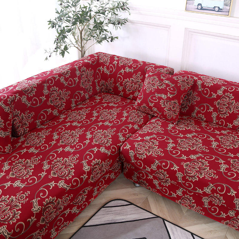 Bohemian Retro Red With Brown & White Patterns Couch Cover
