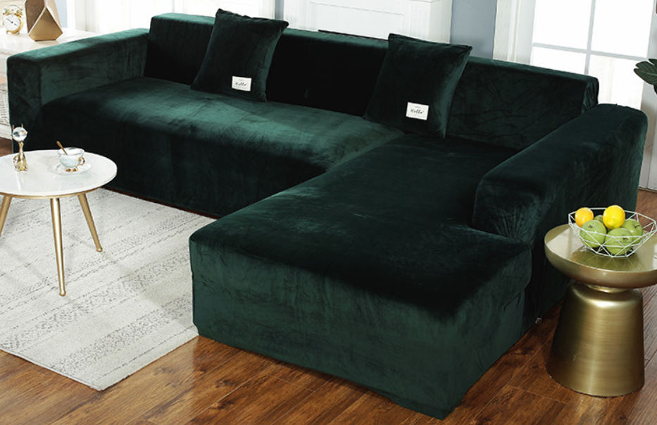 Dark Green Velvet Couch Cover