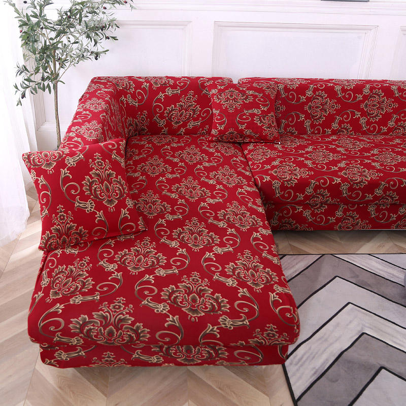 Bohemian Retro Red With Brown & White Patterns Couch Cover