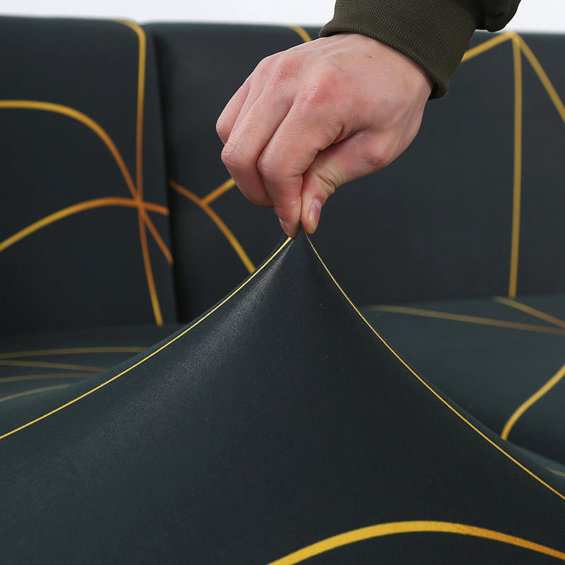 Dark Green With Orange/Yellow Lines Couch Cover