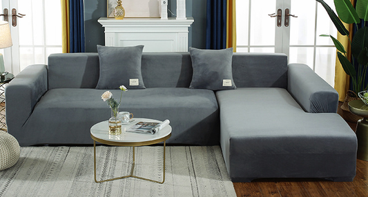 Light Grey Velvet Couch Cover