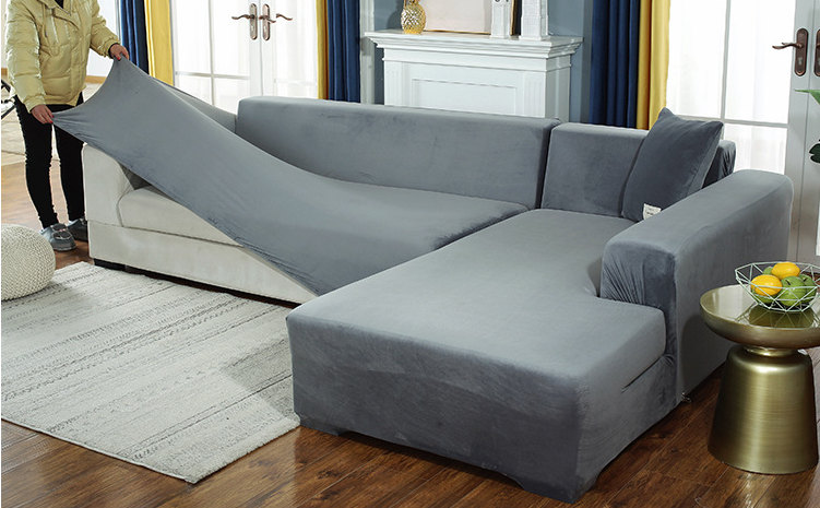 Light Grey Velvet Couch Cover
