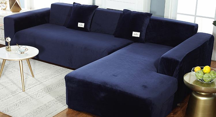 Navy Velvet Couch Cover