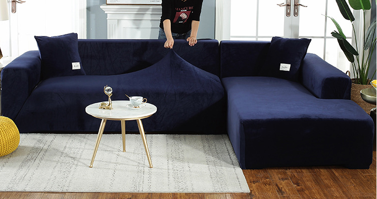 Navy Velvet Couch Cover