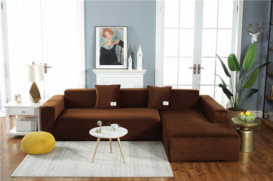 Coffee Velvet Couch Cover