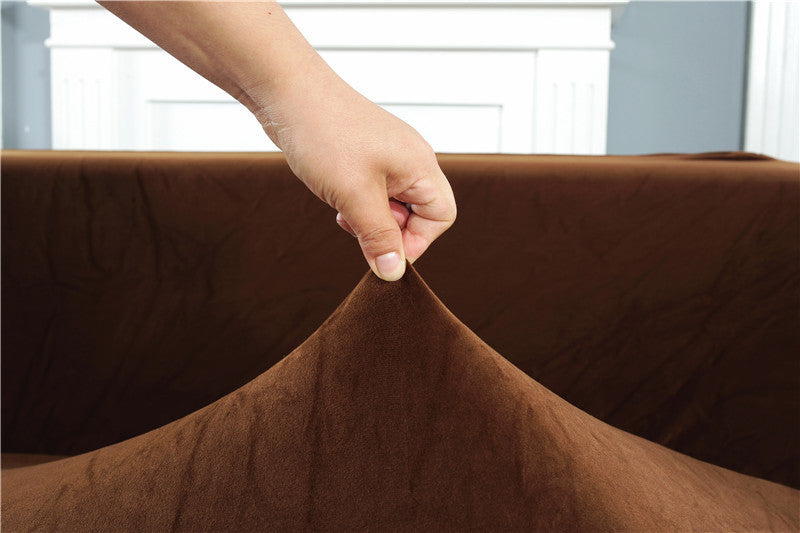 Coffee Velvet Couch Cover