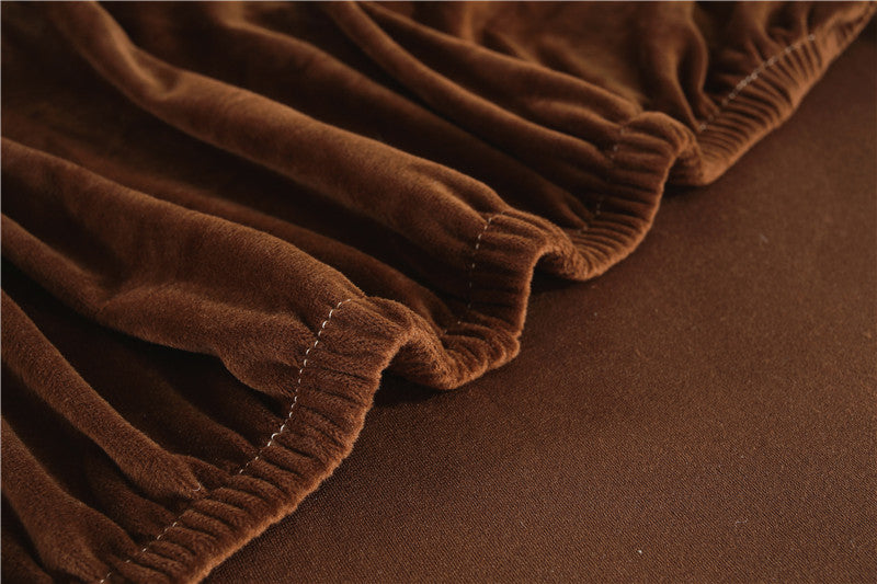 Coffee Velvet Couch Cover