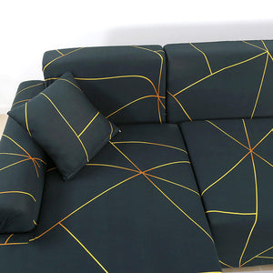 Dark Green With Orange/Yellow Lines Couch Cover