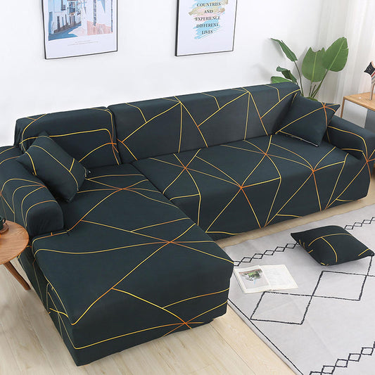 Dark Green With Orange/Yellow Lines Couch Cover