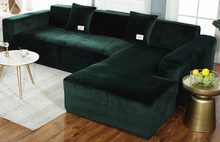 Load image into Gallery viewer, Dark Green Velvet Couch Cover
