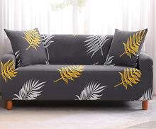 Load image into Gallery viewer, Grey With White &amp; Orange Leaves Couch Cover
