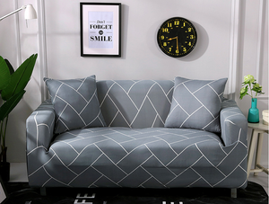 Grey With White Lines Couch Cover
