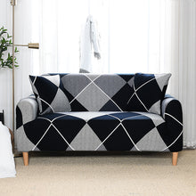 Load image into Gallery viewer, Blue and Grey Diamond Couch Cover
