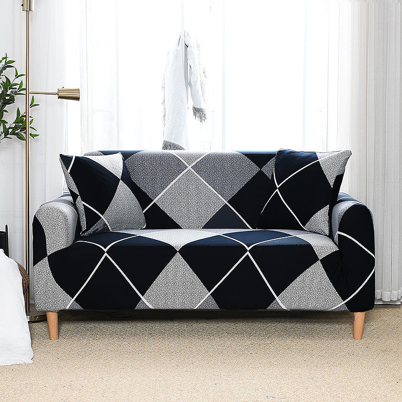 Blue and Grey Diamond Couch Cover
