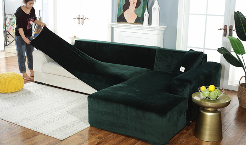 Dark green online velvet couch cover