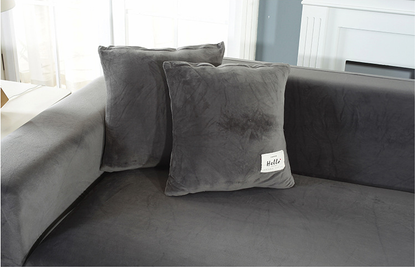 Dark Grey Velvet Couch Cover