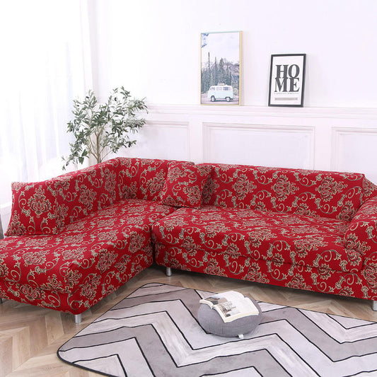 Bohemian Retro Red With Brown & White Patterns Couch Cover