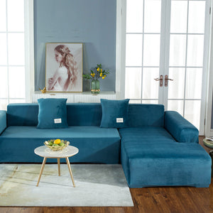 Lake Blue Velvet Couch Cover