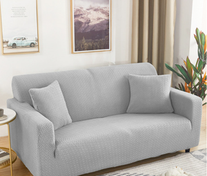 Light Grey Fleece Anti-Slip Couch Cover
