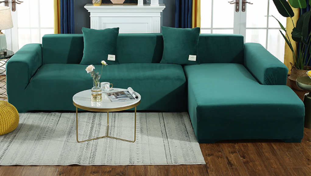 Velvet couch cover green deals