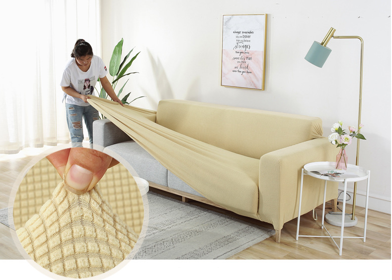 Beige Quilted Pattern Water Resistant Couch Cover