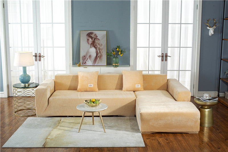 Beige Velvet Couch Cover